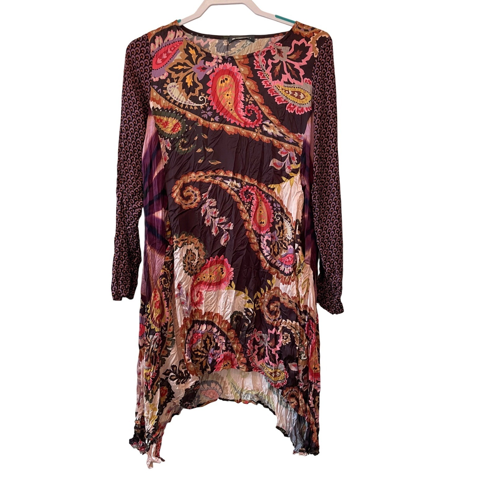 Alembika Size 2 (8-10) Jupiter Crinkle Tunic Top Paisley Sharkbite Hem