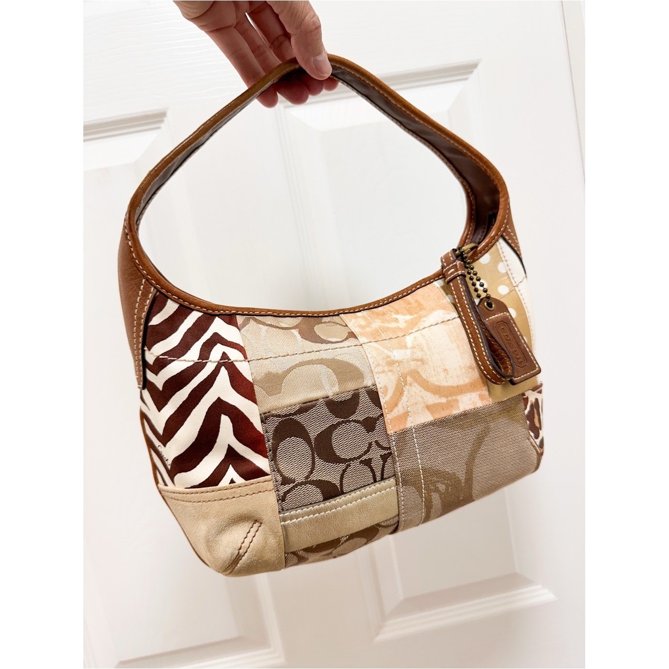 Coach Ergo Patchwork Hobo Shoulder Bag Zebra Cheetah Y2K