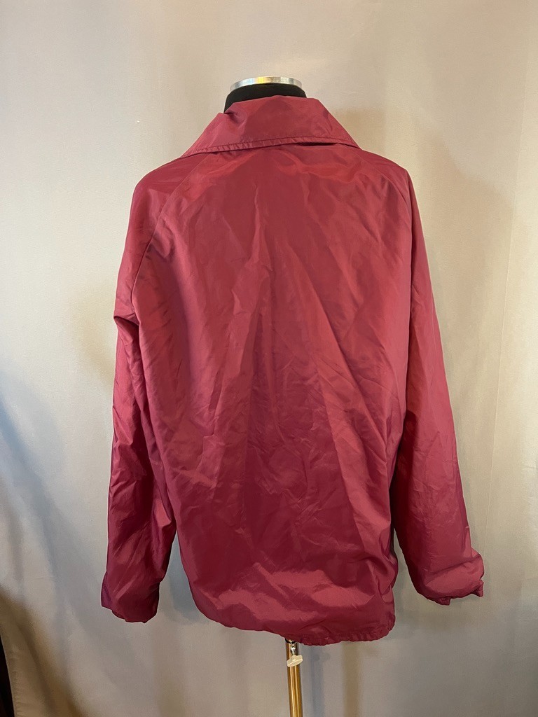 Vintage Sears Jacket Mens Large Maroon Nylon Coaches Lined Snap Front 90s Street