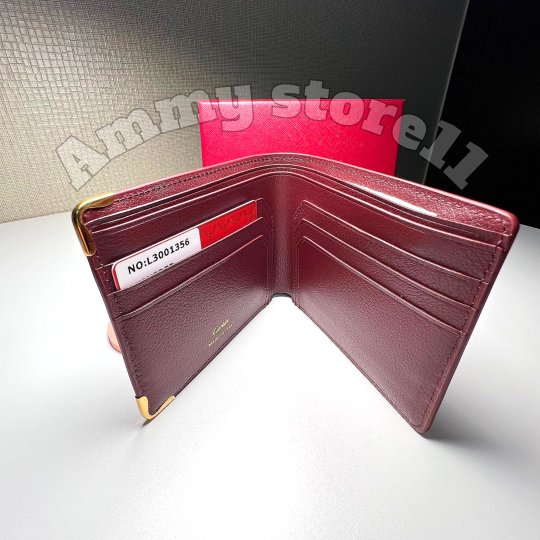 CARTIER Must De Cartier Burgundy Leather Bifold Wallet Vintage Rare