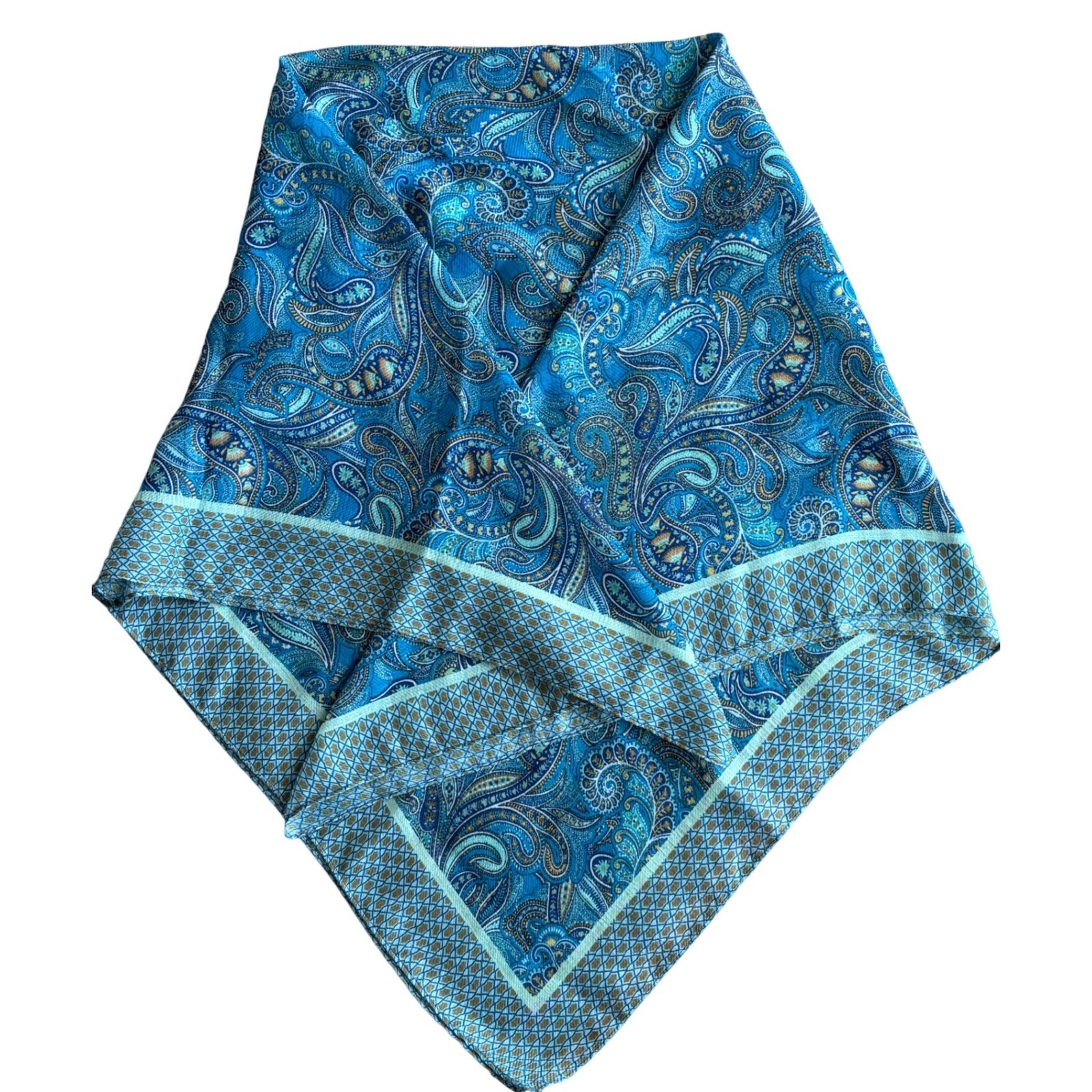 J. Jill Blue Paisley Square Scarf 100% Recycled Polyester NWT 39×39