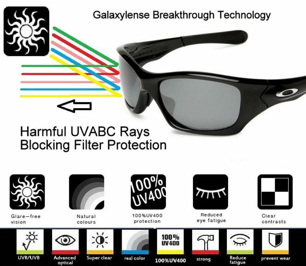 Galaxy Replacement Lenses For Oakley Flak Jacket XLJ Sunglasses Stealth Black