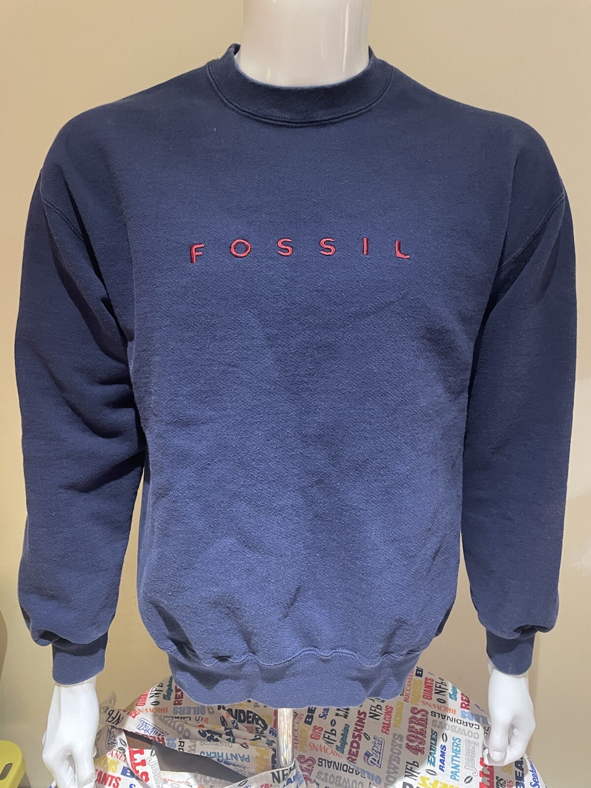 Vintage 90’s Fossil Watch Crewneck Made in USA Streetwear hip hop grunge