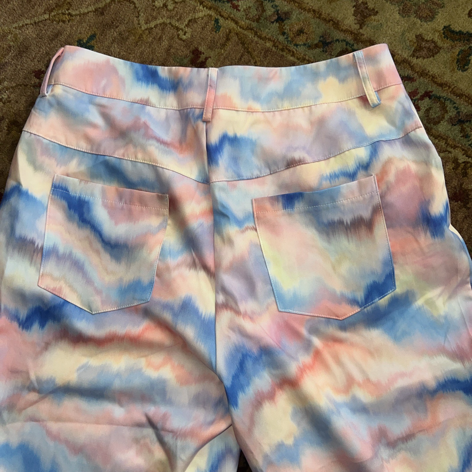 Cider Wide-Leg Pants L Pastel Tie Dye Watercolor Relaxed Flowy Boho Festival