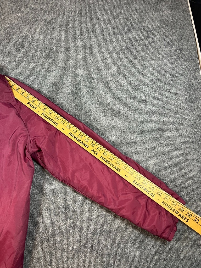 Vintage Sears Jacket Mens Large Maroon Nylon Coaches Lined Snap Front 90s Street