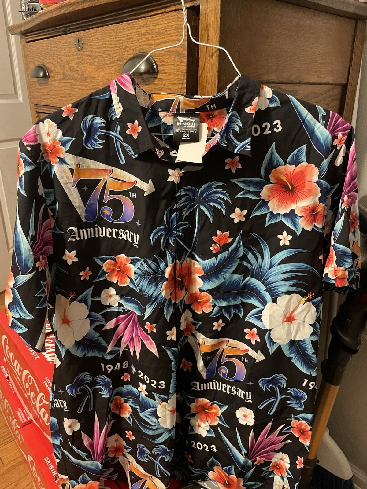 In-N-Out Burger 75th Anniversary Hawaiian Floral Button-Up Shirt Men’s 2X