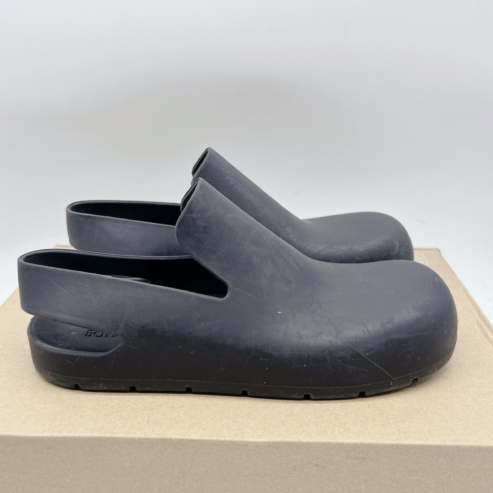 Bottega Veneta Puddle Sandals Black Rubber Slingback Mule Clog Flats EU 37