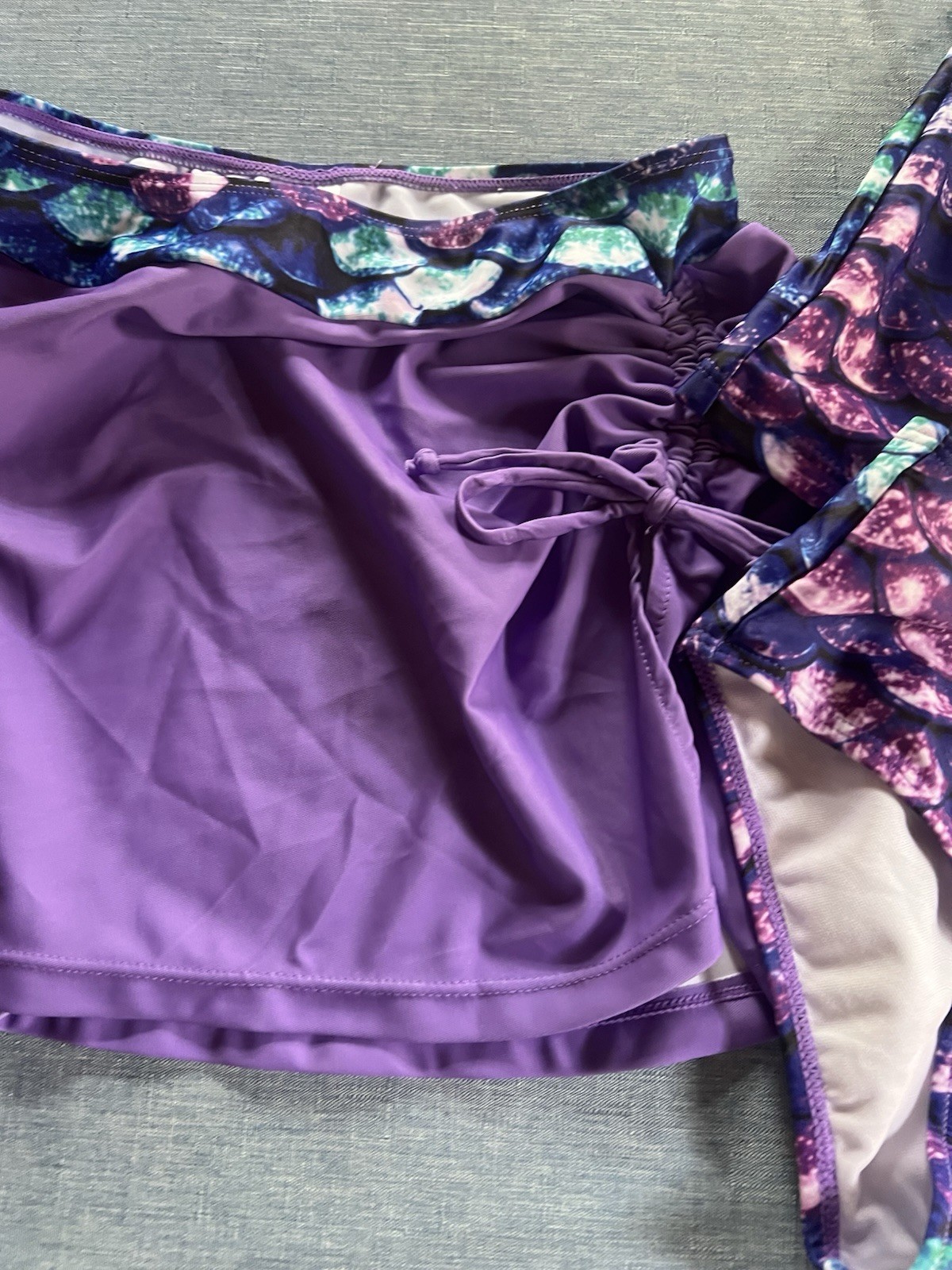NWT Purple Mermaid Scales Swimsuit 3 pieces Tankini Skirt Size 10 Youth