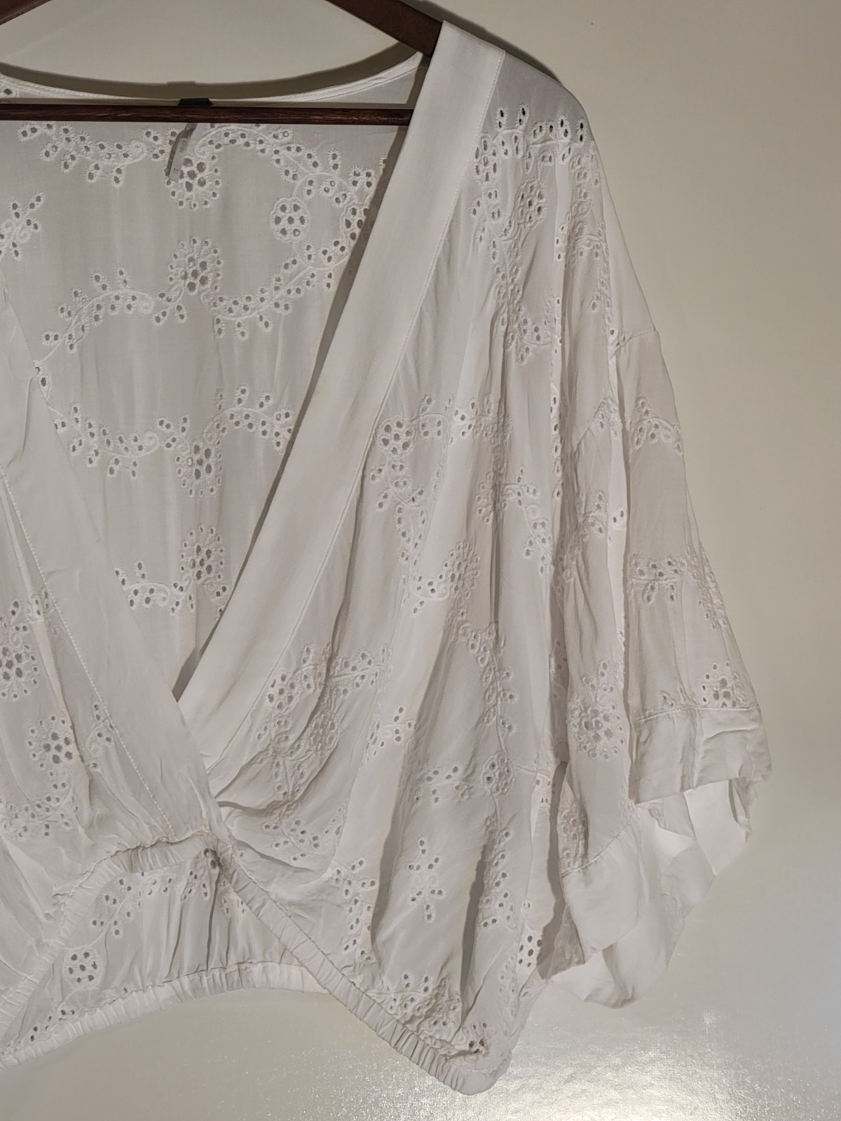 YFB Set Womens Medium White Eyelet Blouse & Skirt Lined 100% Rayon Hand Wash