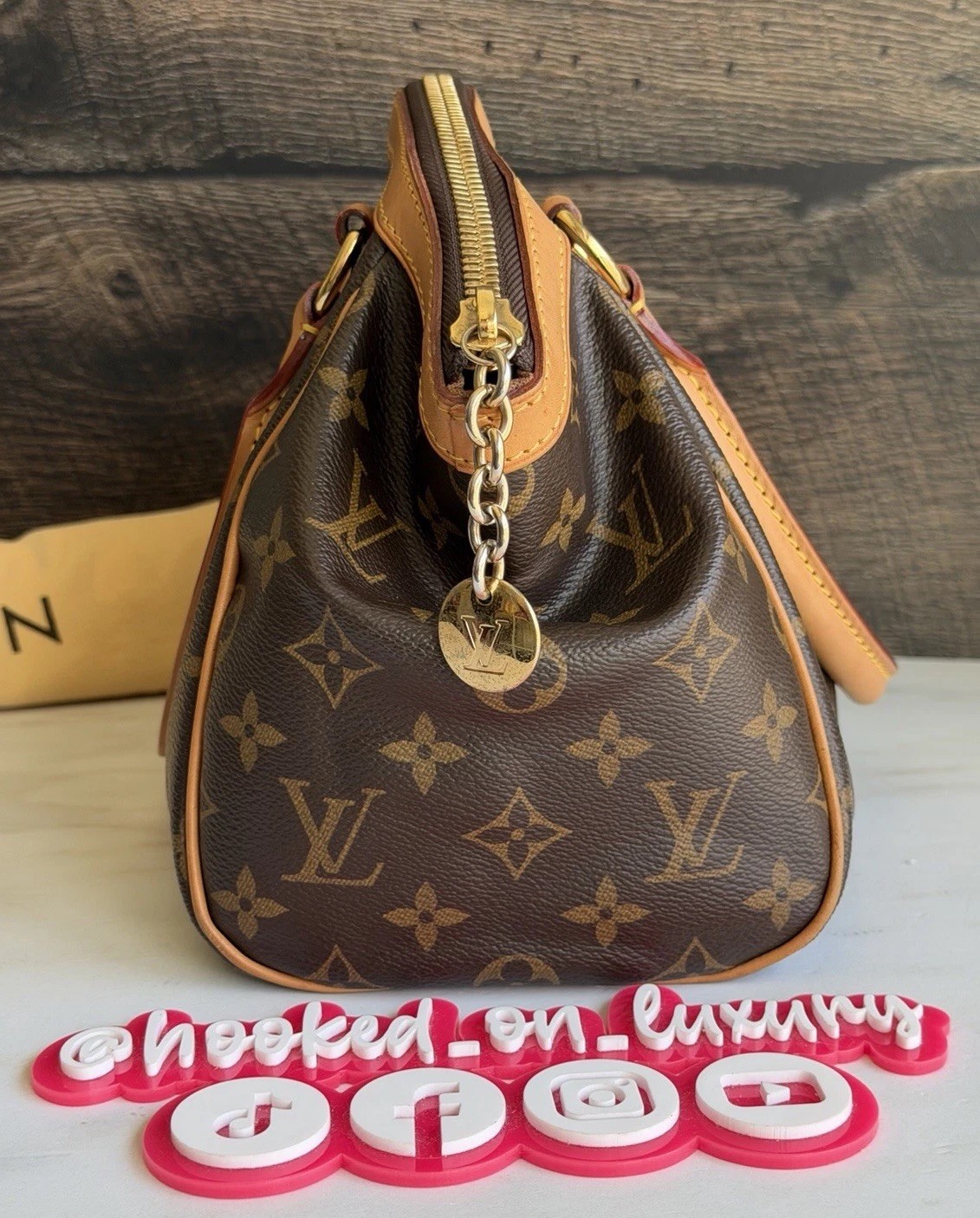 Authentic Louis Vuitton Tivoli PM Monogram Leather & Canvas Handbag Purse Tote
