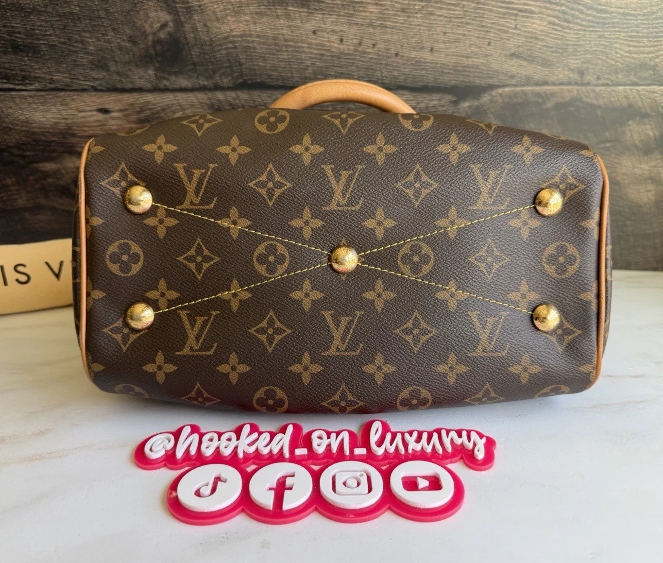 Authentic Louis Vuitton Tivoli PM Monogram Leather & Canvas Handbag Purse Tote