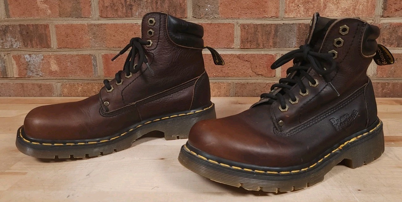 Dr. Martens 8A24 Brown Leather Work Boots Made In England Size 9US 8UK