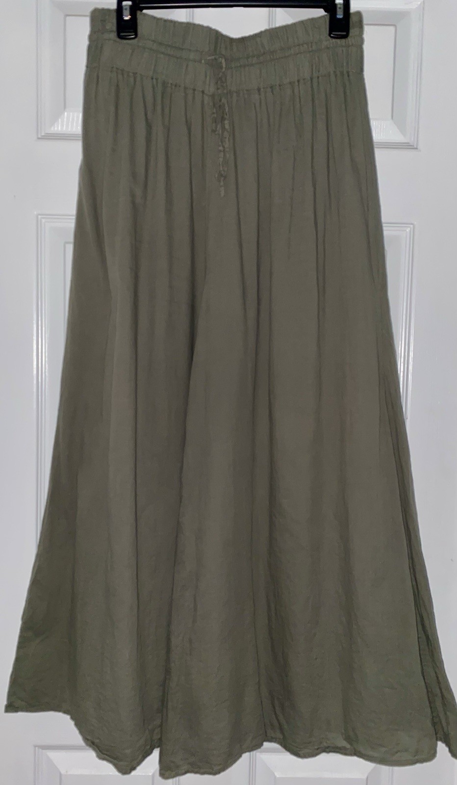 Natural Life Pants Womens L/XL Olive Green Extra Wide Leg Cropped Boho Pants