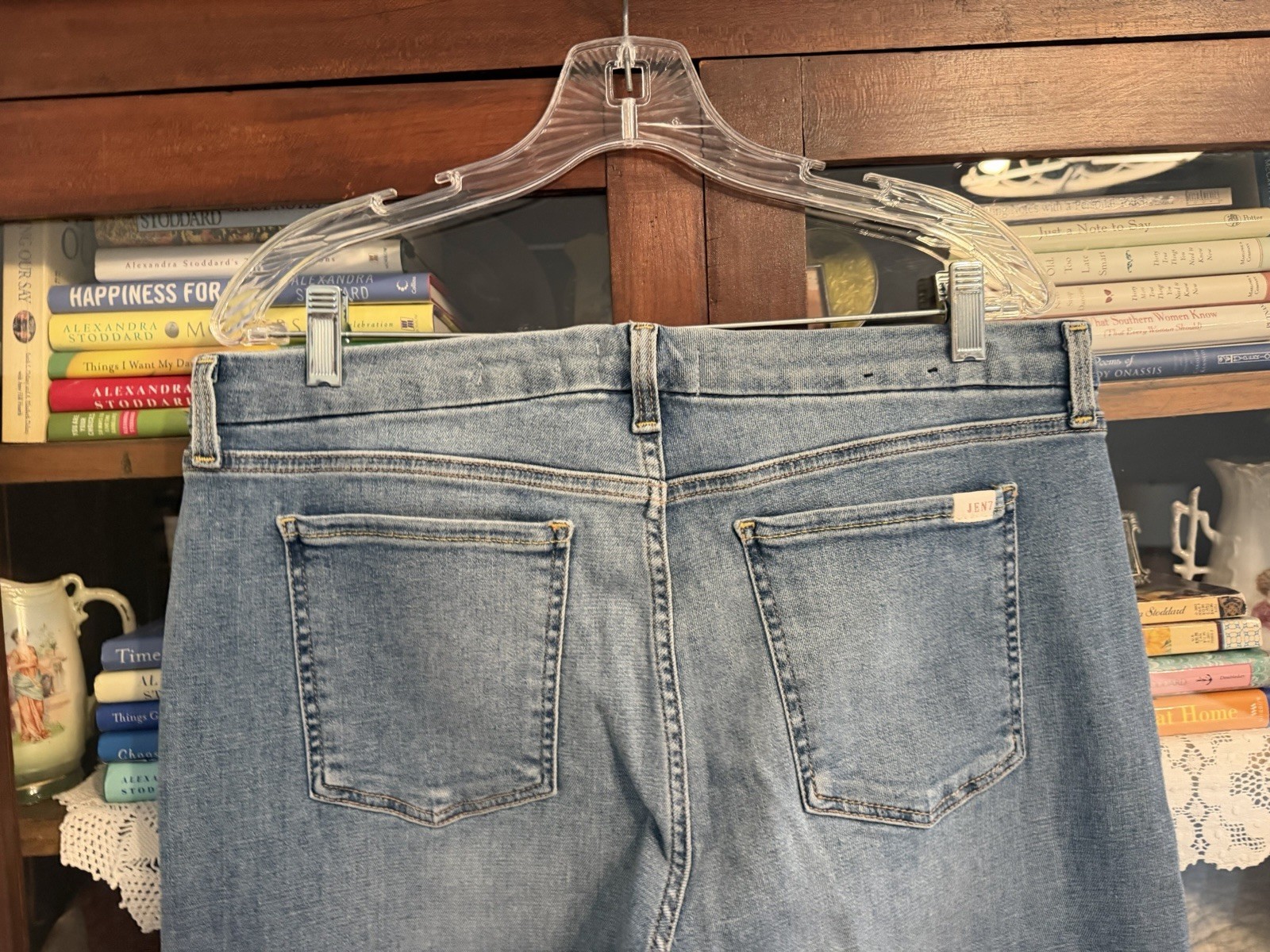 Jen 7 by 7 For All Mankind Ankle Straight Jeans w Reptile Print Trim Sz 14 NWT
