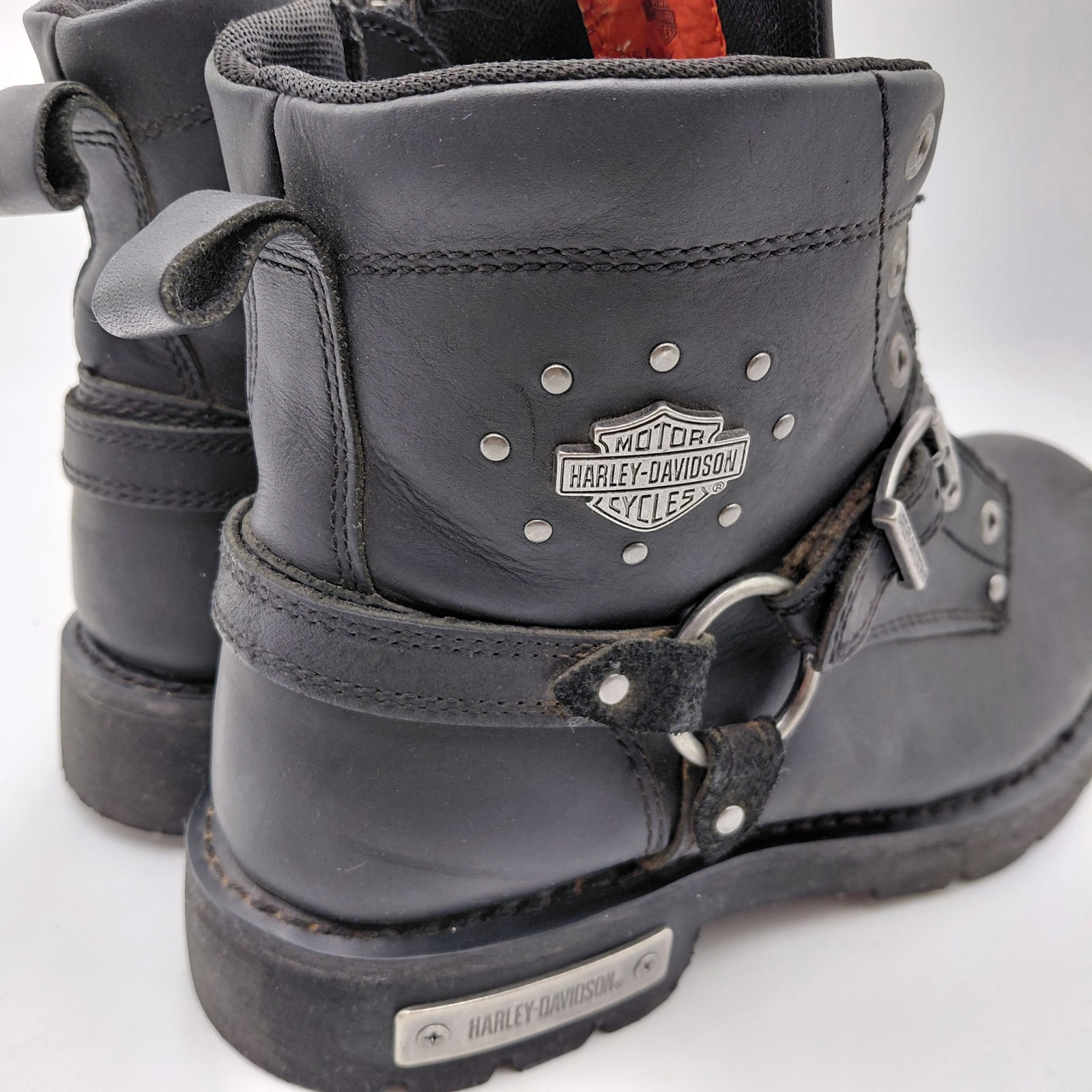 Harley Davidson Womens Becky 10 M Black Leather Motorcycle Boots D87048 Chunky