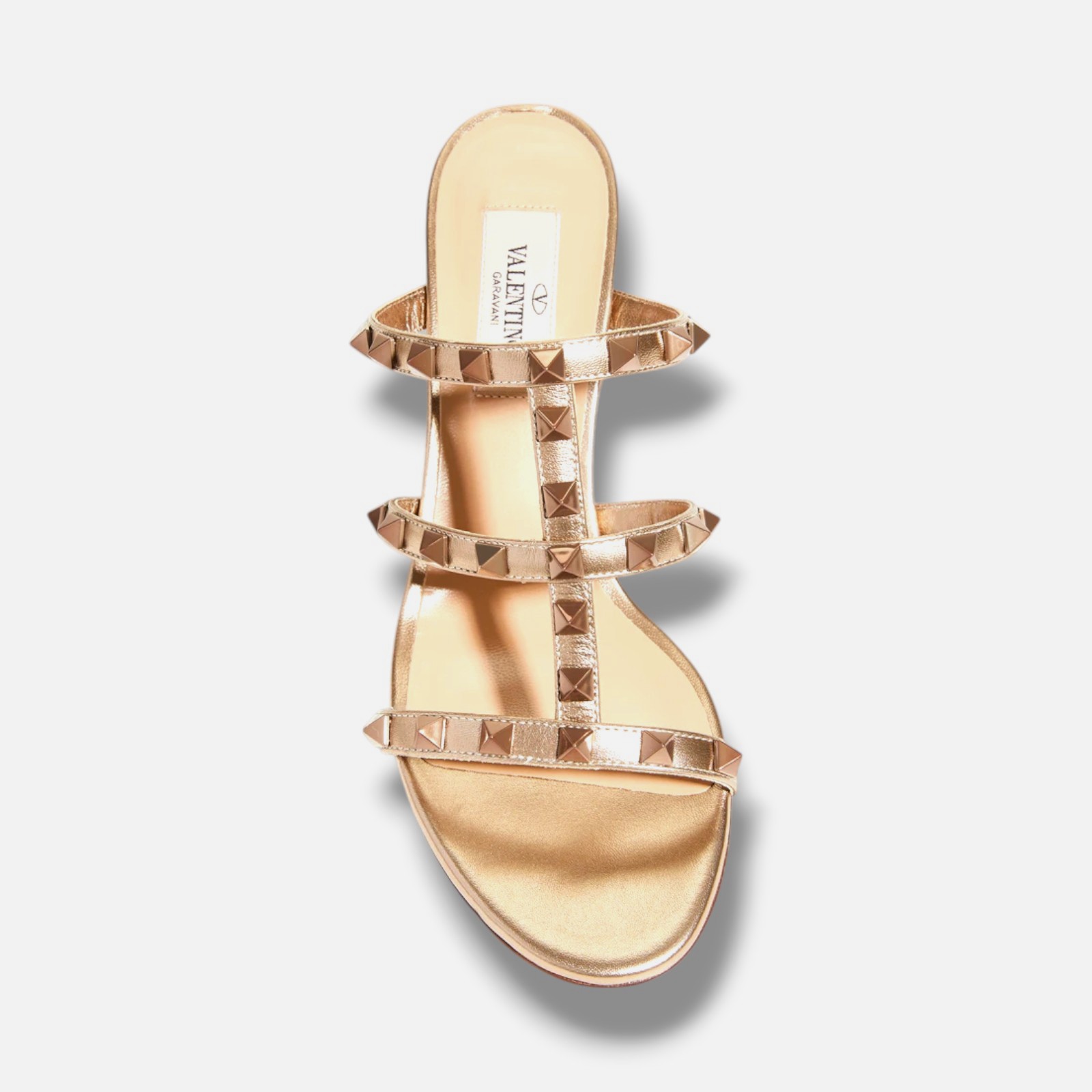 Valentino Garavani Women’s Gold Rockstud Slide Sandal Shoe Sizes L:40 R:40.5