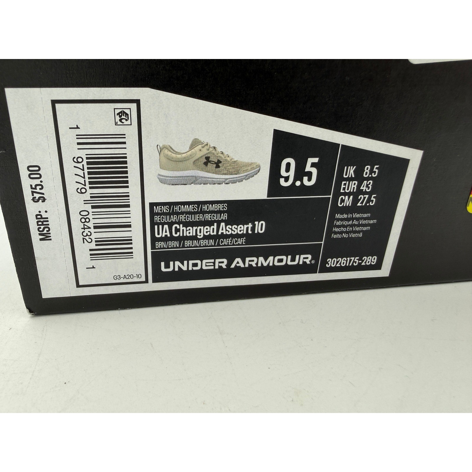 Under Armour Charged Assert 10 Shoes Mens 9.5 Tan Marbled 3026175-289