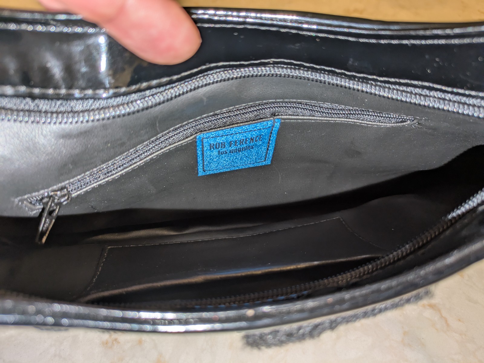 Rob Ference LA Black Patent Leather, Calf Hair, and Snakeskin Purse