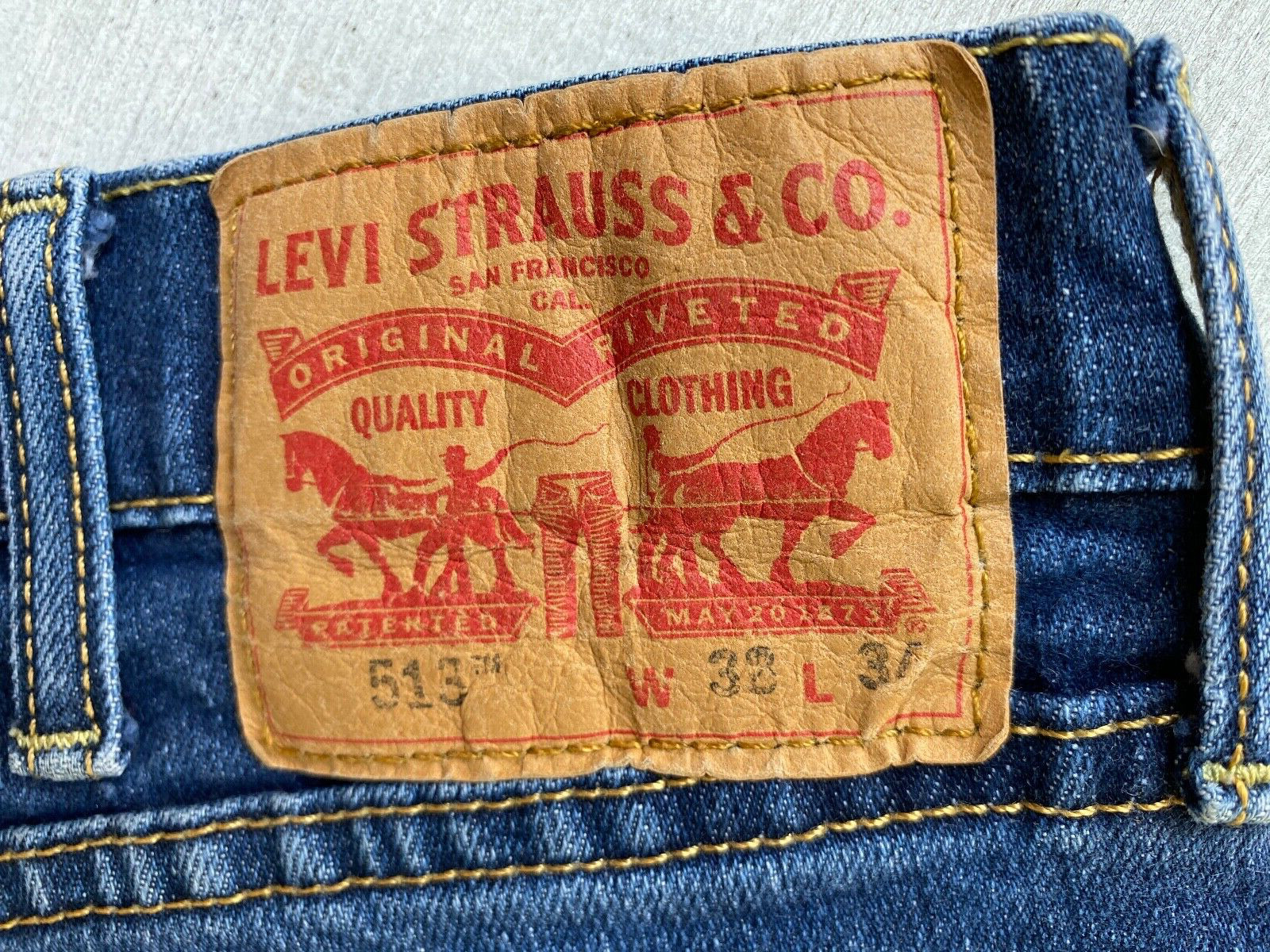 LEVI’S 513 Jeans Men’s 36 Waist 32 Length Measured 12 Front Rise 15.5 Back Rise
