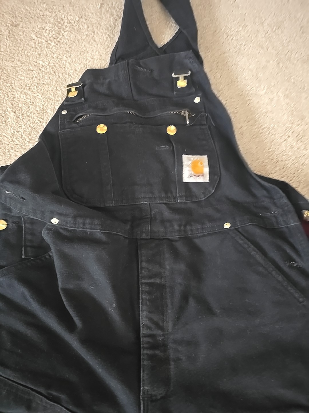 Carhartt Duck Insulated Bib Overall Black Mens Size Medium Short 104393-BLK