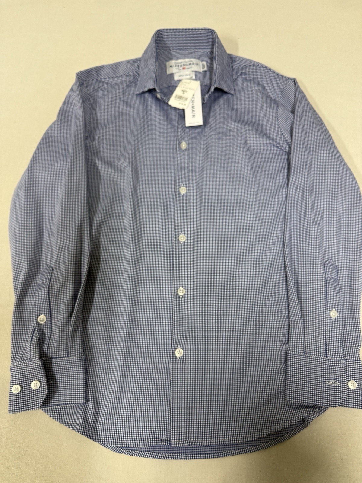 NWT Mizzen+Main Shirt Spinnaker Performance Trim Dress Mens M Blue Geo AOP 64