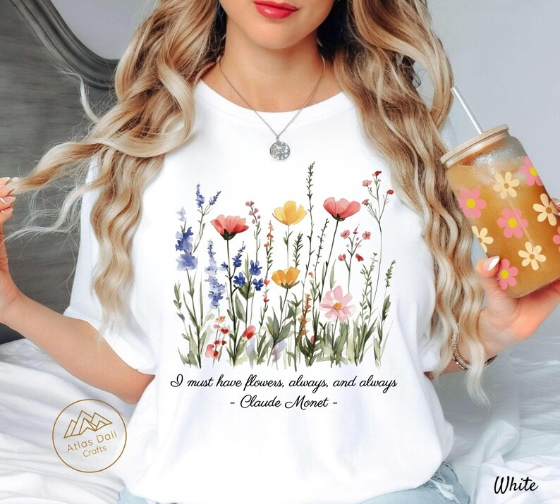 Claude Monet Floral Art Flower Painting Comfort Tee