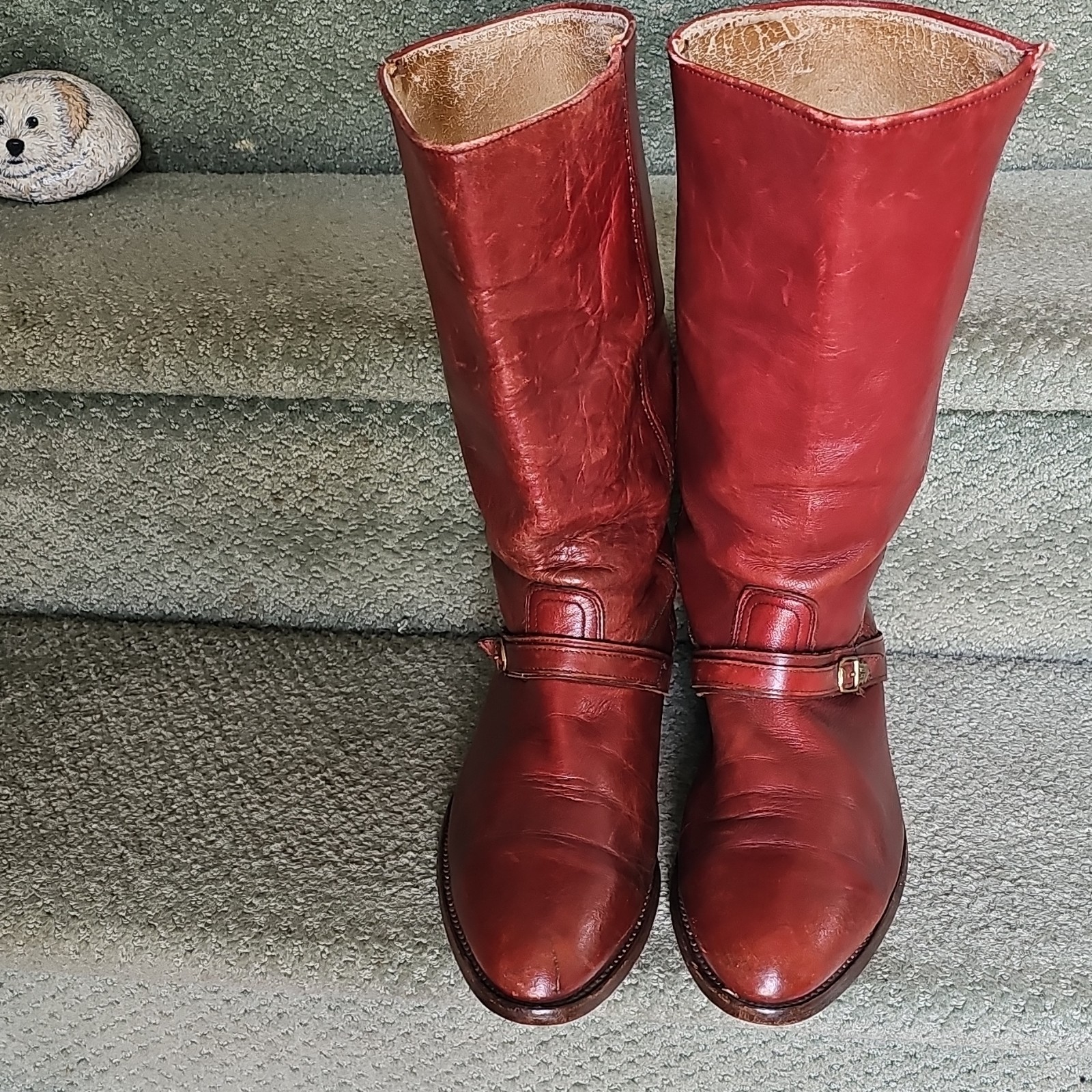 Frye Red Leather dress Mid-Calf Boots Buckle Campus, Men’s Size 10,1/2D ,Campus