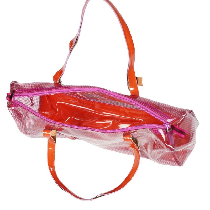 MIU MIU Transparent Handbag Pink & Orange Size H 9.8 x W 13.7 x D 4.3 in
