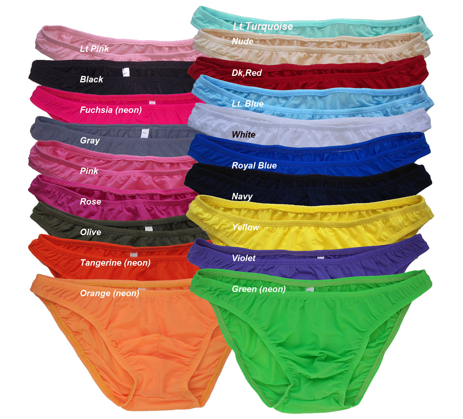 K1571B Mens Underwear Bikinis Soft Smooth Silky Nylon Jersey variations