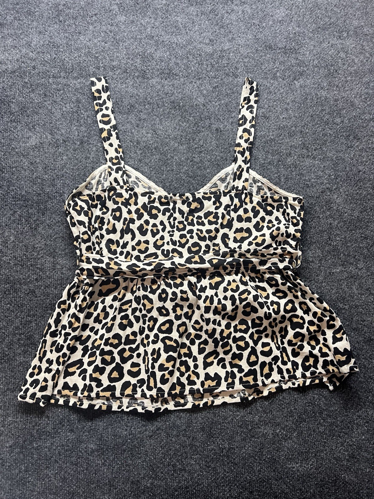 ASOS Beige/Black/Brown Leopard Print Belted Tie Sleeveless Cami Tank US 12