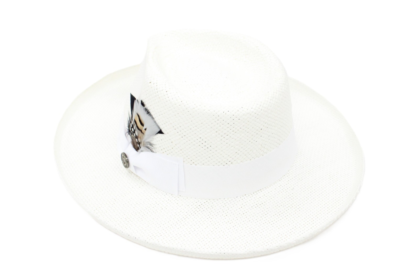 Bruno Capelo Mens White Wide Brim Straw Fedora Colonial CO-580