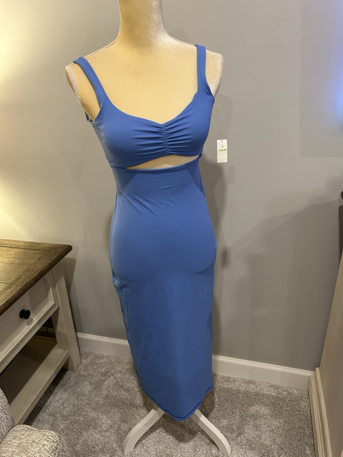 Aerie Offline Dress Size XS Blue Real Me Xtra Form-fitting Bodycon Midi Stretch