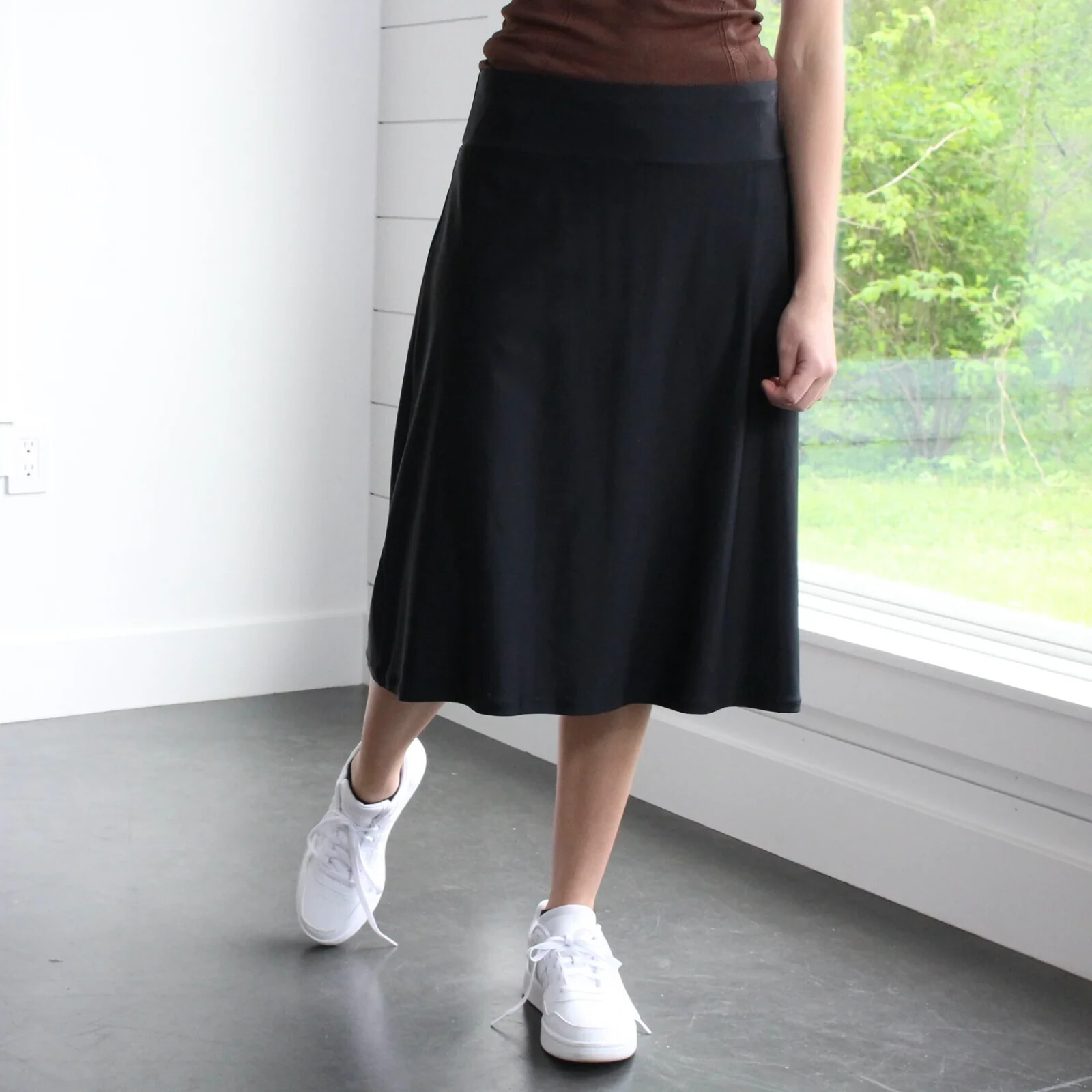 NWT Calypsa Long Midi Modest Black Swim Skirt Sizes XS – 4XL Skort With Shorts