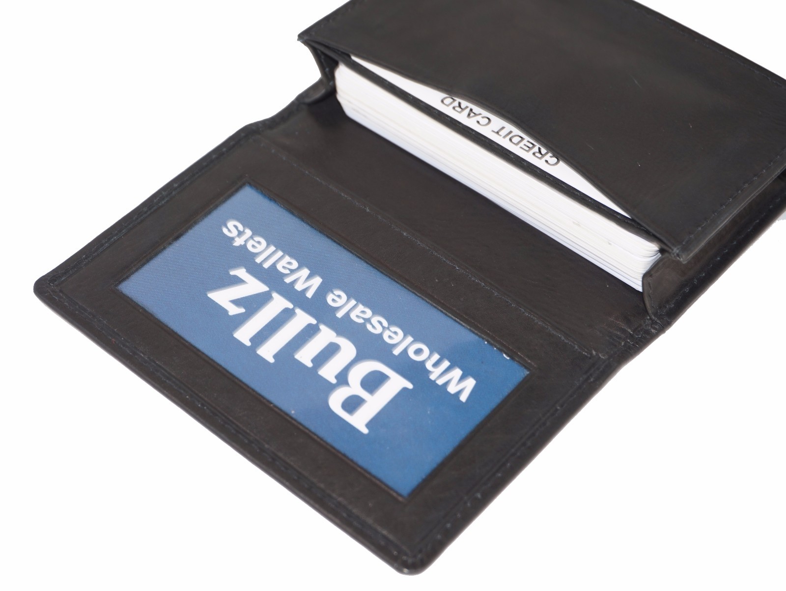 Genuine leather slim credit card ID holder mens and womens wallet Black