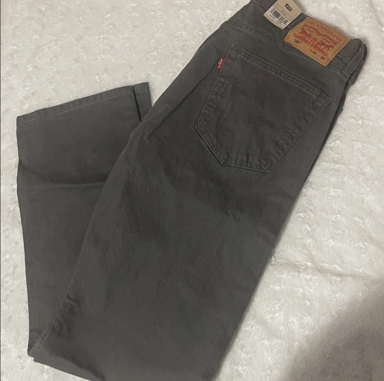 Levi’s 505 Series Regular Fit Stretch Straight Gray Men’s Jeans Denim Classic