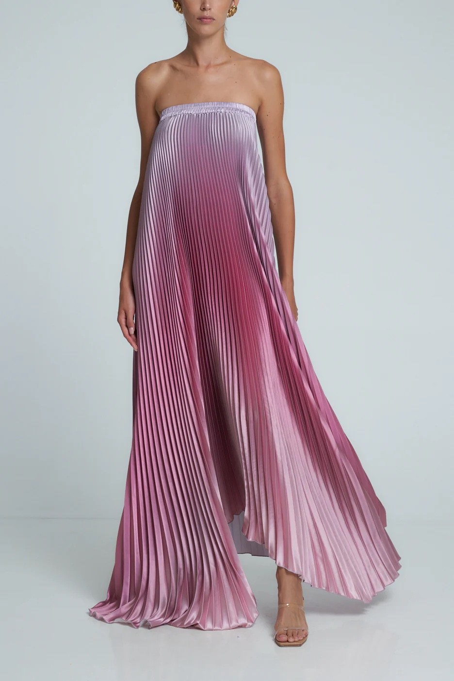 L’IDÉE Elle Strapless Pleated Gown Purple Ombre