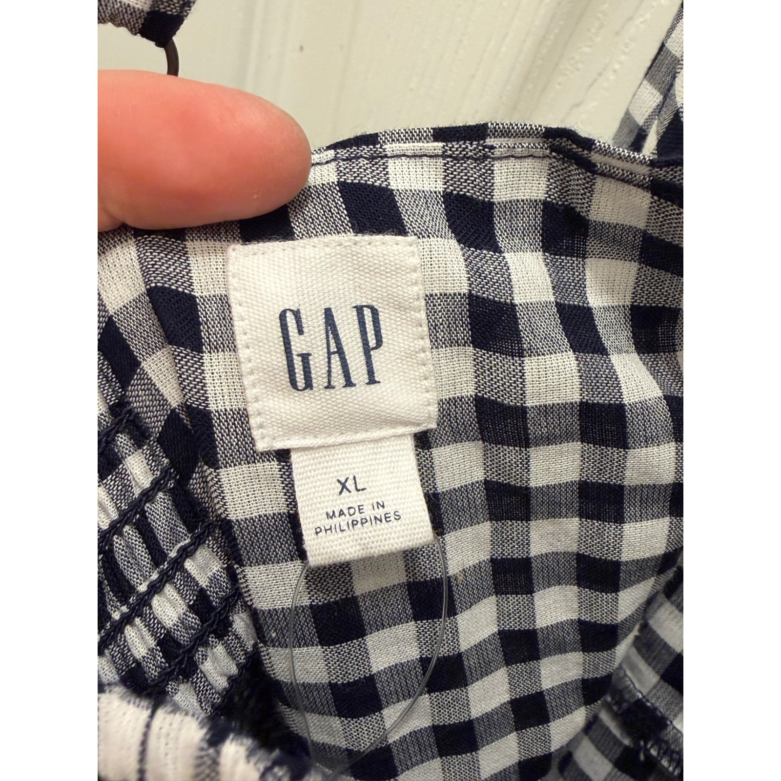 NWT Gap Womens Black White Gingham Midi Dress Smocked Back XL Cottagecore