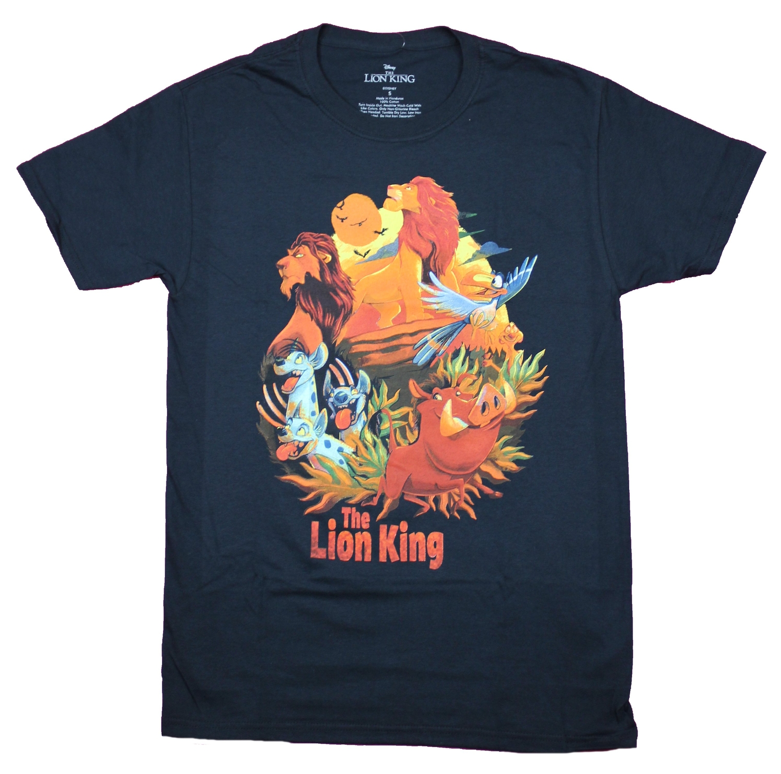 Lion King Mens T-Shirt – Colorful Painted Character Collage Over Name