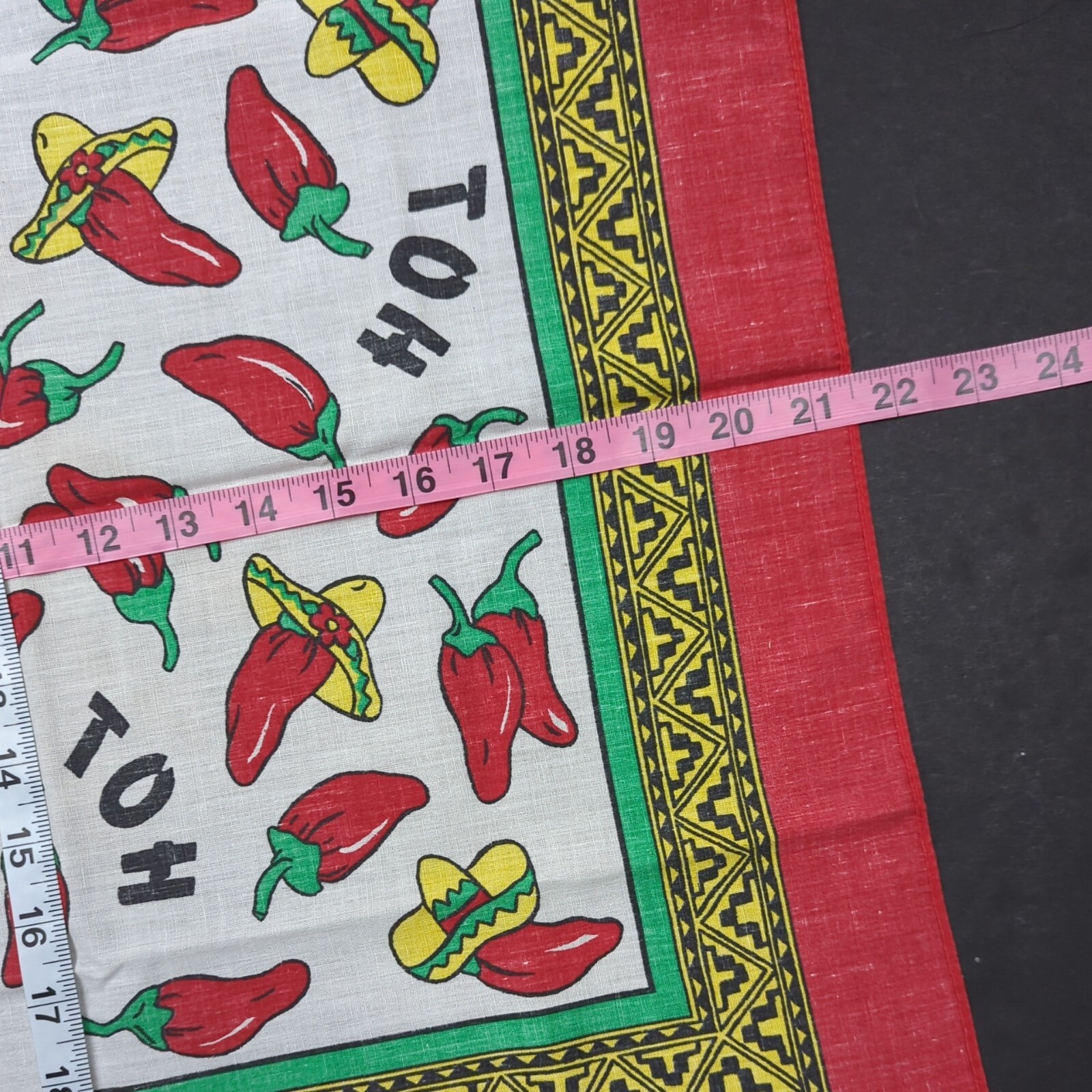 Vintage Chili Pepper Bandana Polycotton USA Biker 21×22 Red Sombrero Hot Aztec