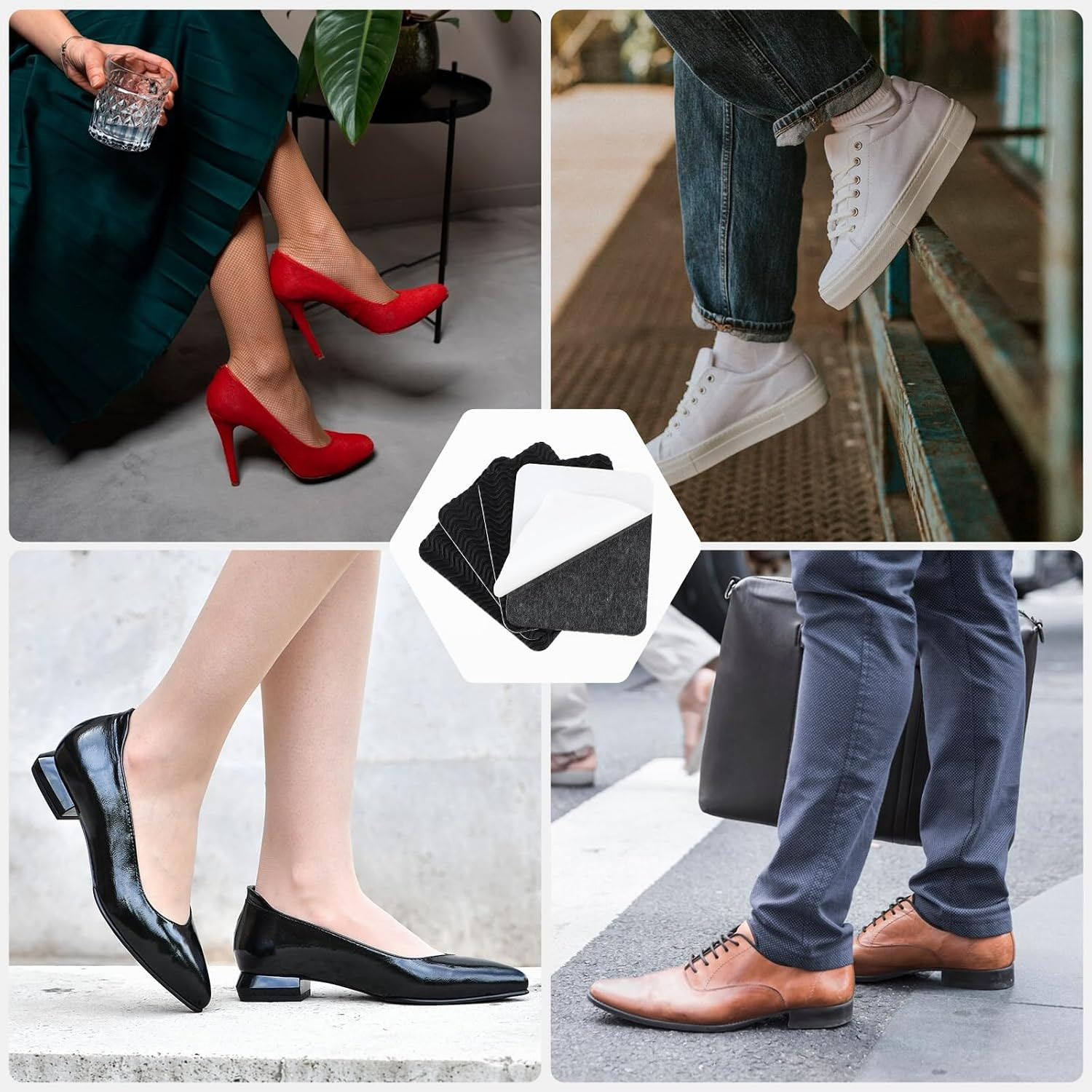 Shoe Heel Repair Kit – 4 Adhesive Pads for Cushioning & Leather Sole Repair