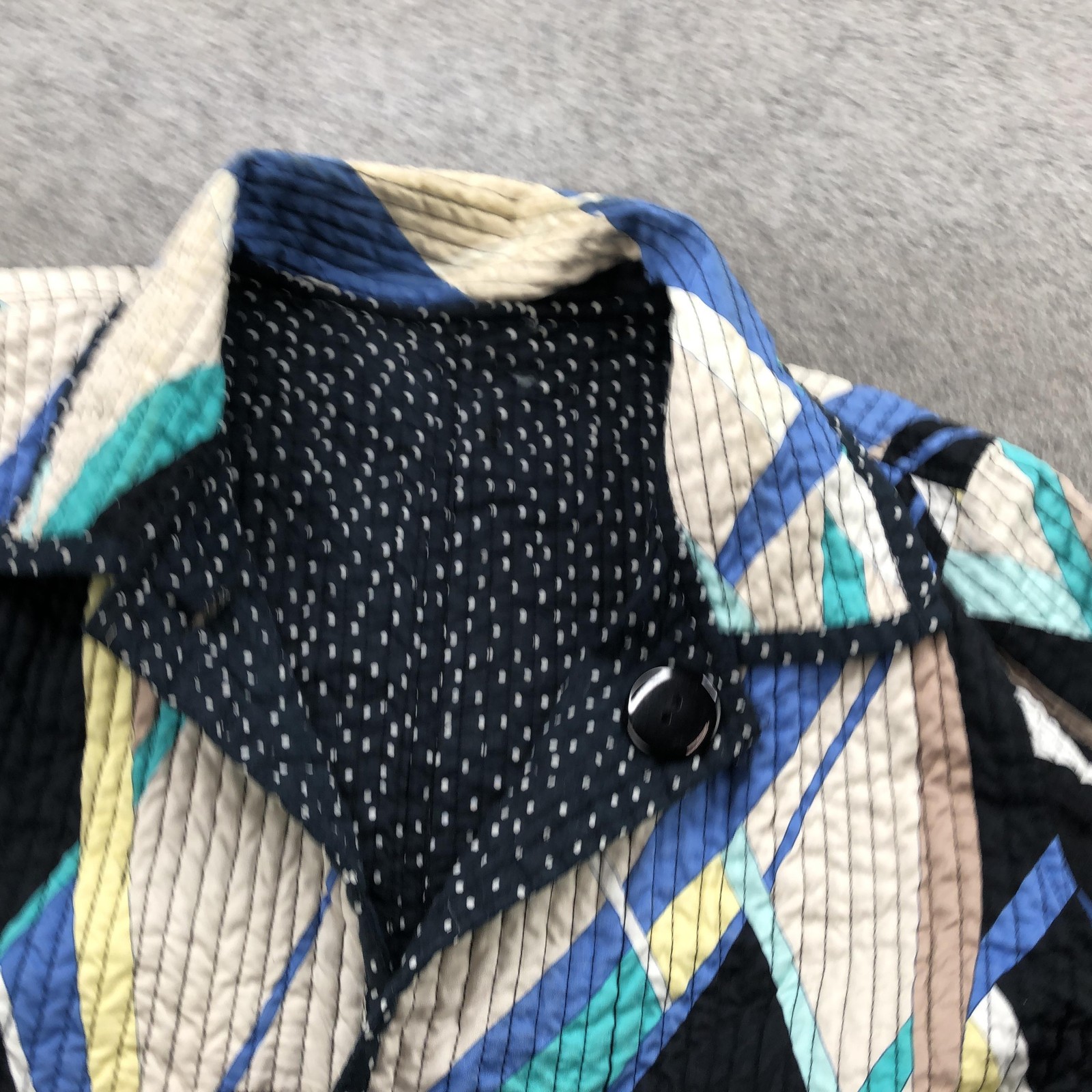 Reversible Quilted Cotton Jacket Womens Medium Multicolor Geometric Polka Dot