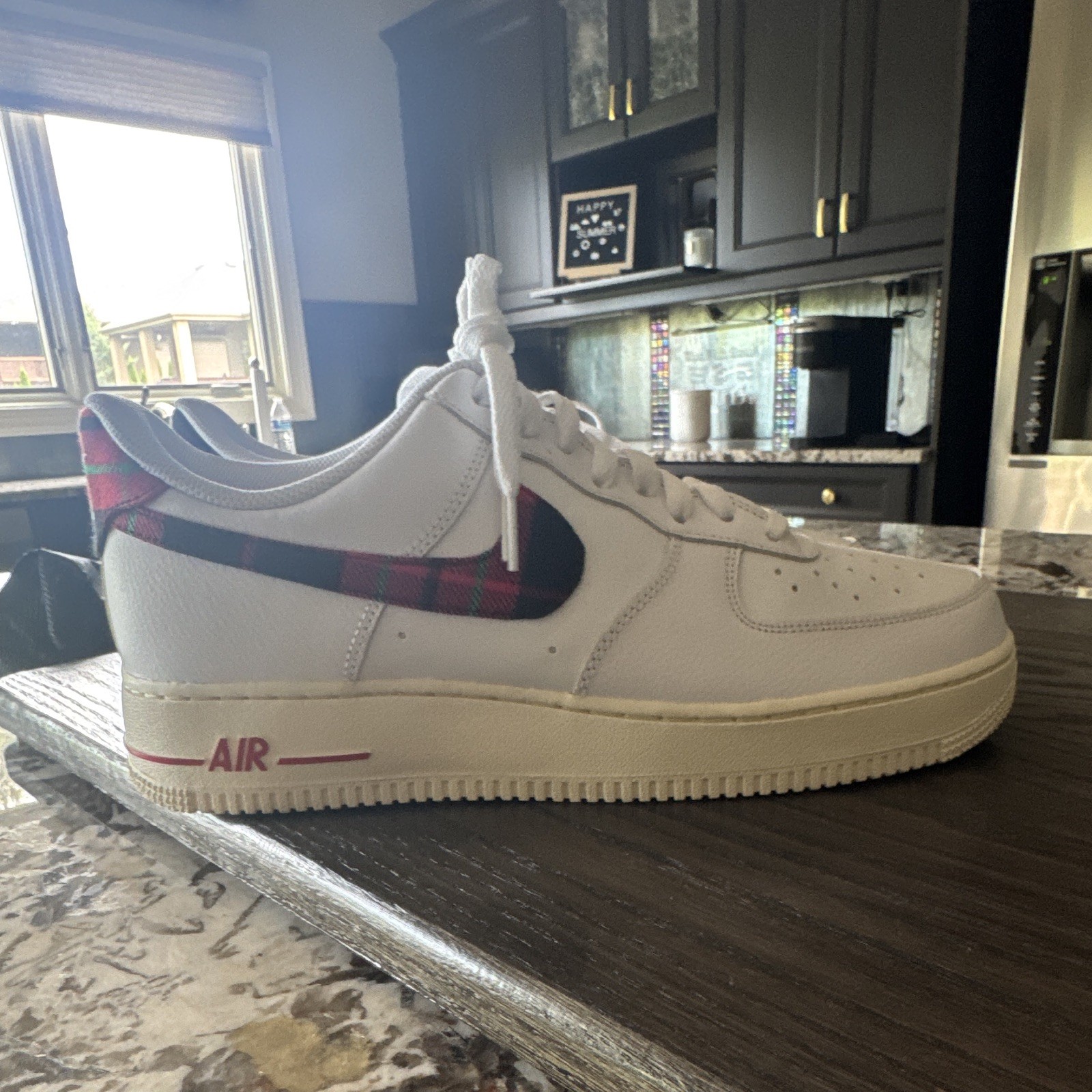 Nike Air Force 1 ’07 LV8 Shoes “Tartan Plaid” White Red DV0789-100
