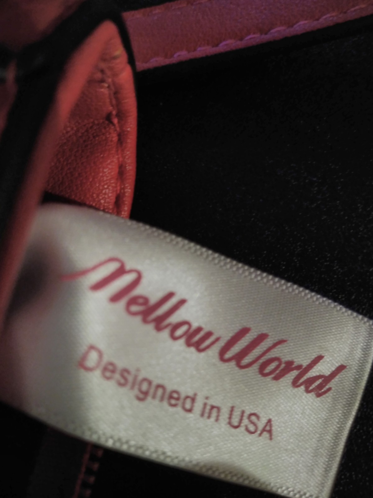 Mellow World Red Shoulder Bag Drawstring Zip Gold Hardware Inner Outer Pockets