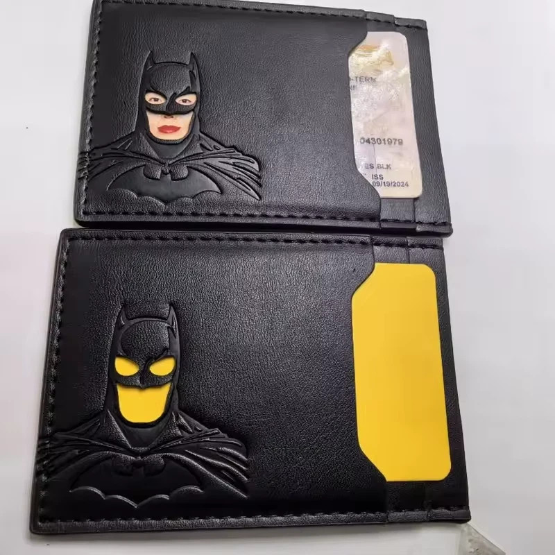 Batman Style PU Leather Wallet with ID Window Card Holder Superhero Mask Design