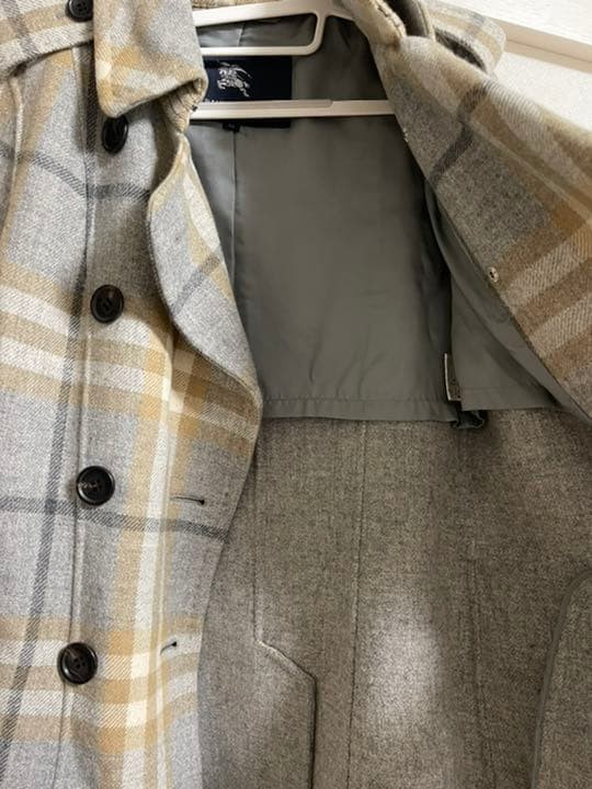 Burberry London Coat Gray Beige Check 38