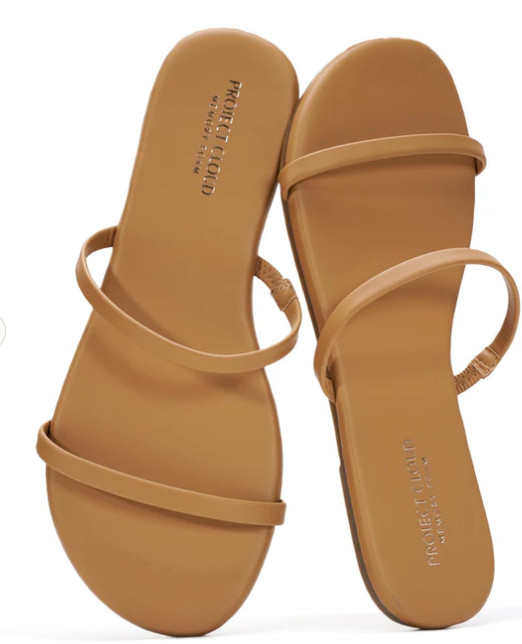 Project Cloud Women Transition 545 Flip-Flops Eco-Leather Camel Brown -Size US 7