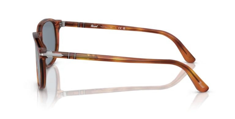 Persol Men’s 0PO3019S 96/56 55 Square Sunglasses,Light Havana Frame/Blue Lenses