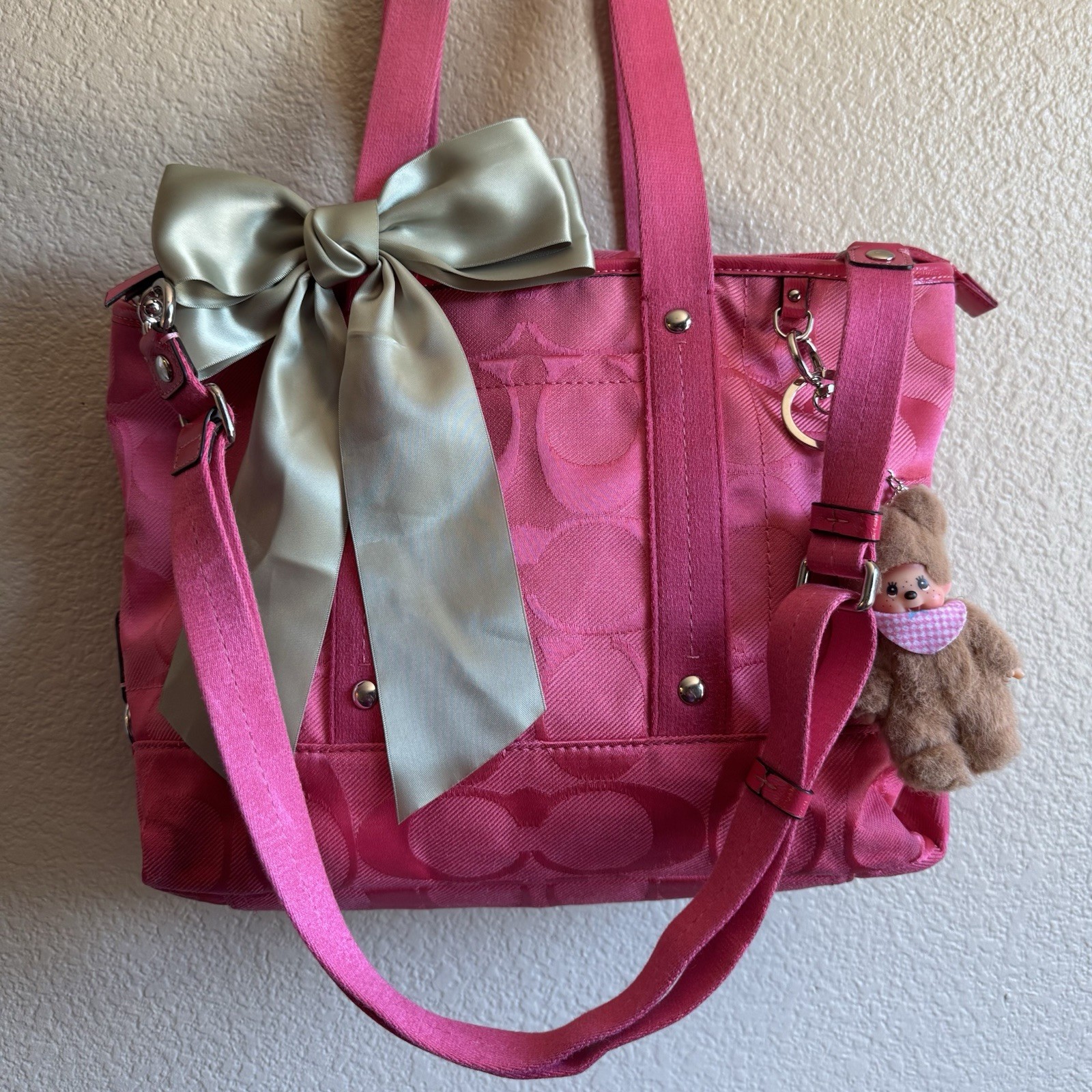 Coach Pink Signature Logo Kyra Tote With Detachable Strap