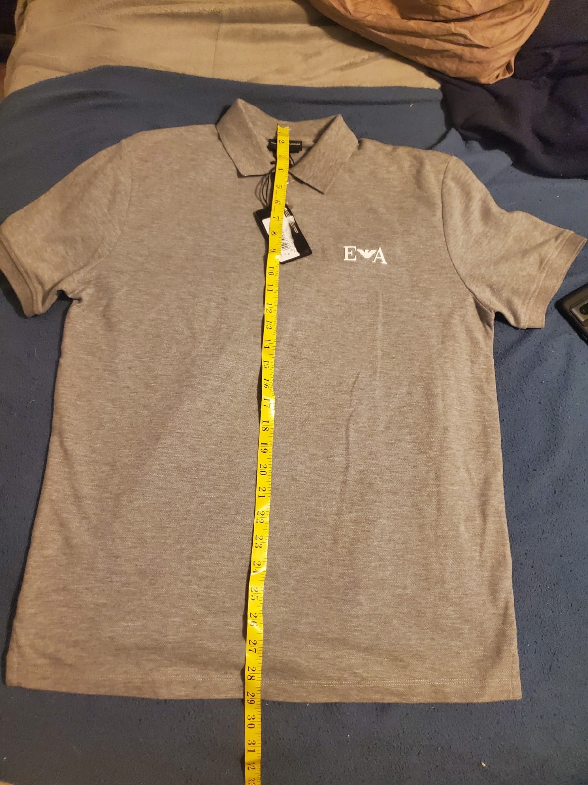 Emporio Armani Mens Medium Gray Short Sleeve Polo