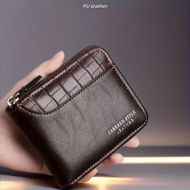 Men’S Wallet, Fashionable Multi-functional Zipper Design, Multi-card Compart